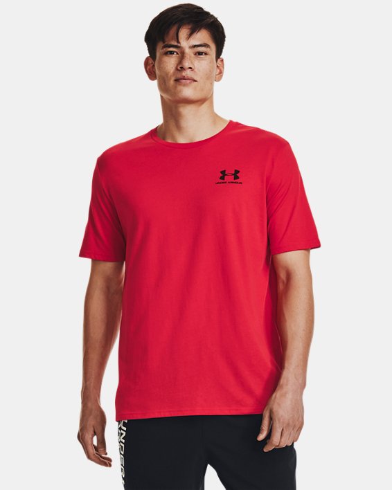 Men's UA Sportstyle Left Chest Short Sleeve Shirt, Red, pdpMainDesktop image number 1